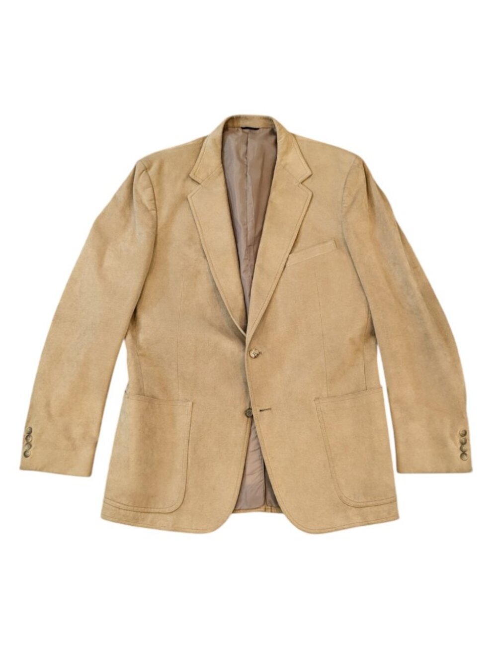 Jeffrey Banks Supra Suede Blazer Mens Size 44 Camel Brown Sport Coat Vintage